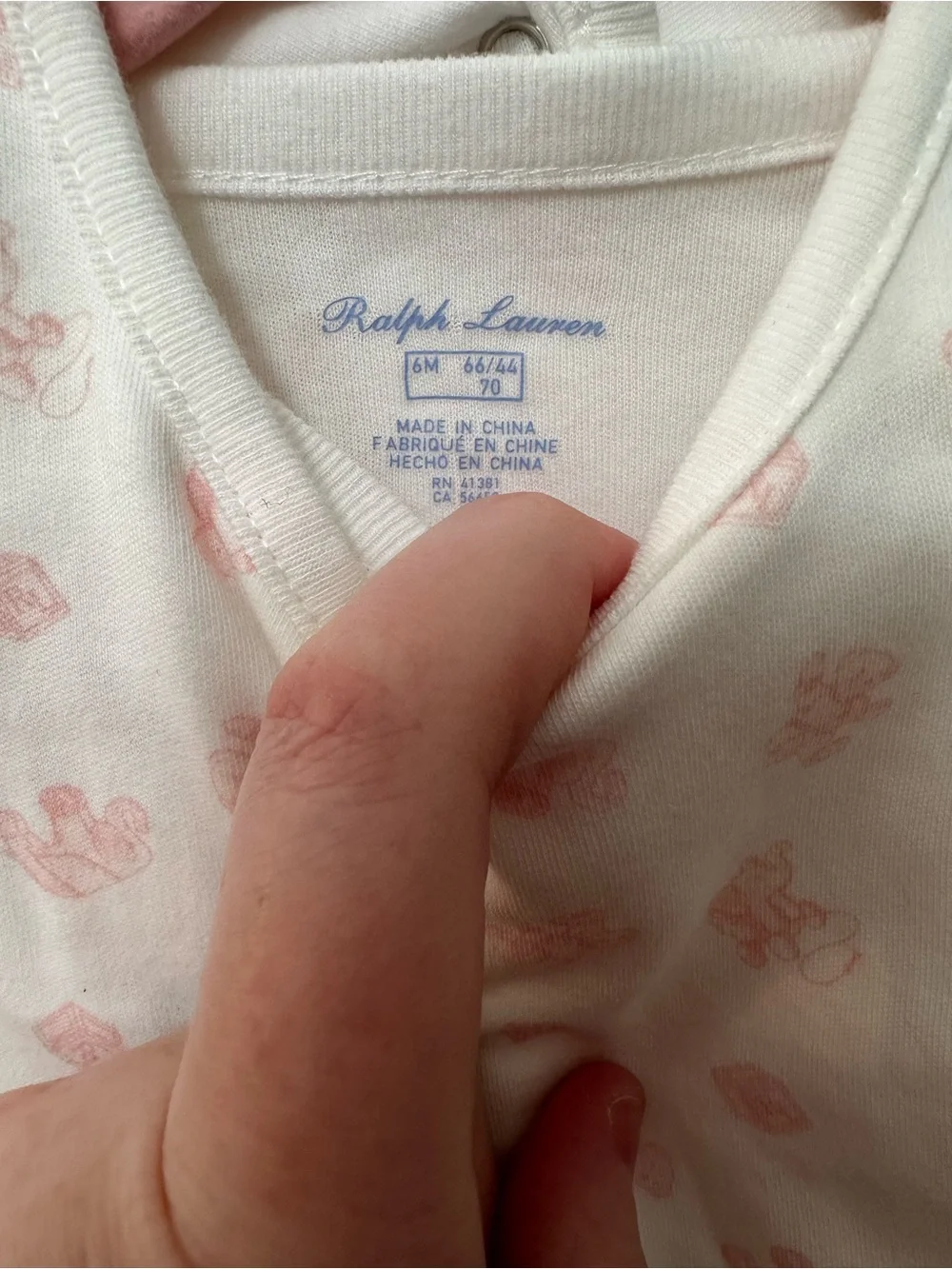 Ralph Lauren Baby Girls' Pink & White One-Piece with Bib 6mo
